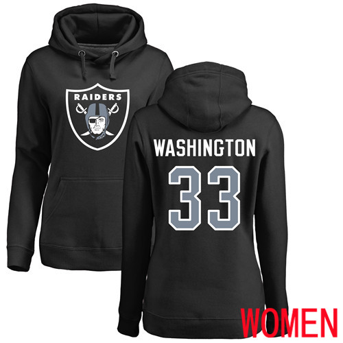 Oakland Raiders Black Women DeAndre Washington Name and Number Logo NFL Football 33 Oakland Raiders Jersey